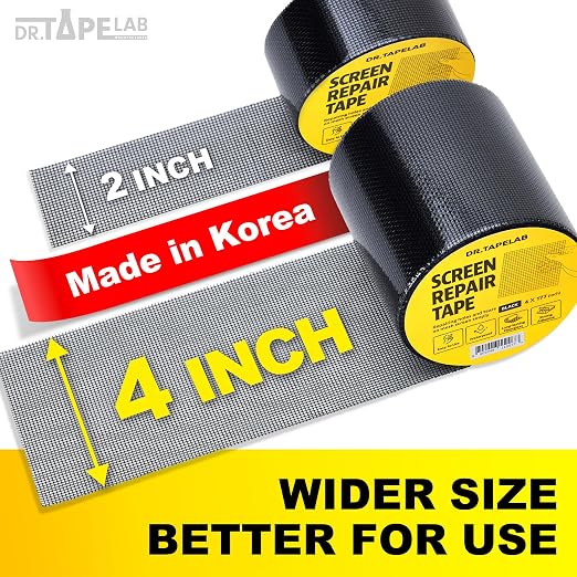 Black Window Screen Repair Tape, 4 in X 15 FT, Screen Repair Kit - Image 2