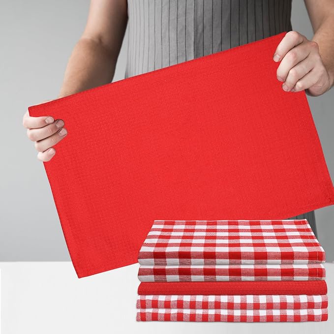 Kitchen Towels Set of 6 Soft Premium Cotton Highly Absorbent Dish Towels 18x28 - Image 4