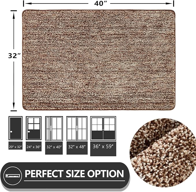 REFETONE Indoor Doormat, Front Door Mat 32"x40" Absorbent Rubber Backing Non - Image 2