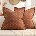ZWJD Fall Throw Pillow Covers 26x26 Set of 2 Soft Polyester Textured Rust by ZWJD