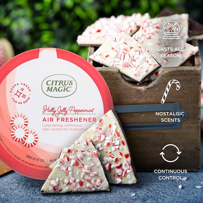 Citrus Magic Holiday Odor Absorbing Solid Air Freshener, Holly Jolly Peppermint - Image 5