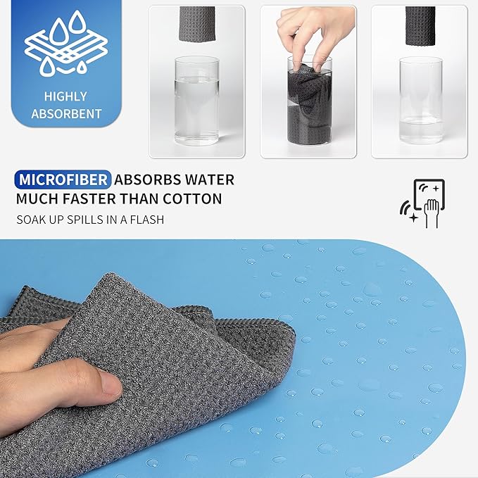 MR.SIGA Waffle Pattern Cleaning Cloths, Reusable Absorbent Microfiber Cleaning - Image 4