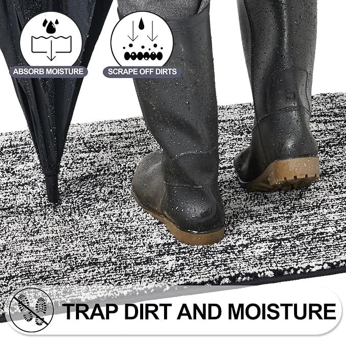 REFETONE Indoor Doormat, Front Door Mat 36"x59" Absorbent Rubber Backing Non - Image 3