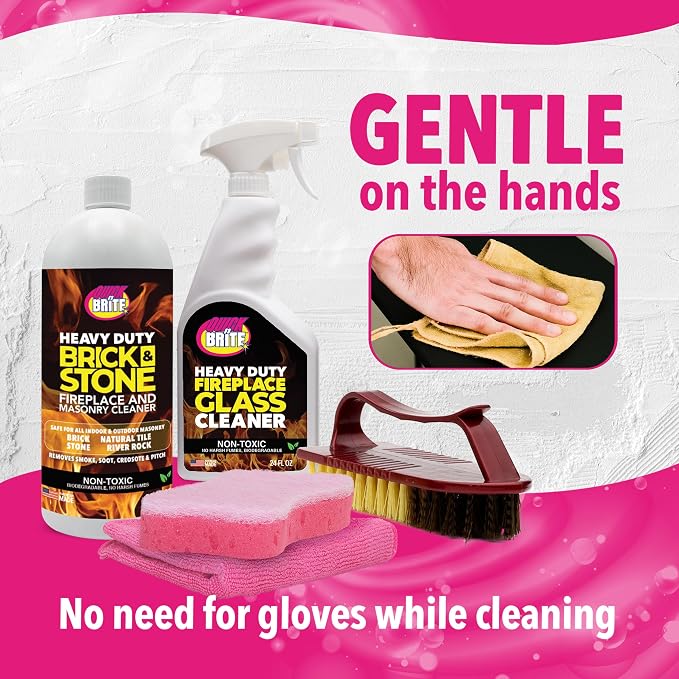 Quick N Brite Fireplace Cleaning Kit – Includes 24 oz Fireplace Glass Cleaner - Image 4