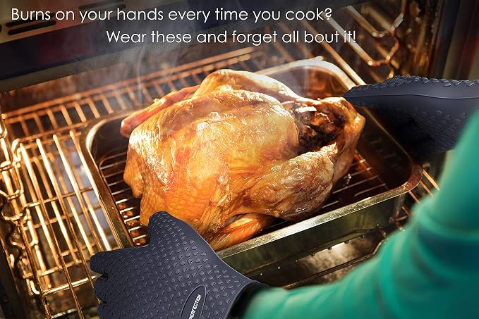 KITCHEN PERFECTION S Silicone Smoker Oven Gloves -Extreme Heat Resistant BBQ - Image 5