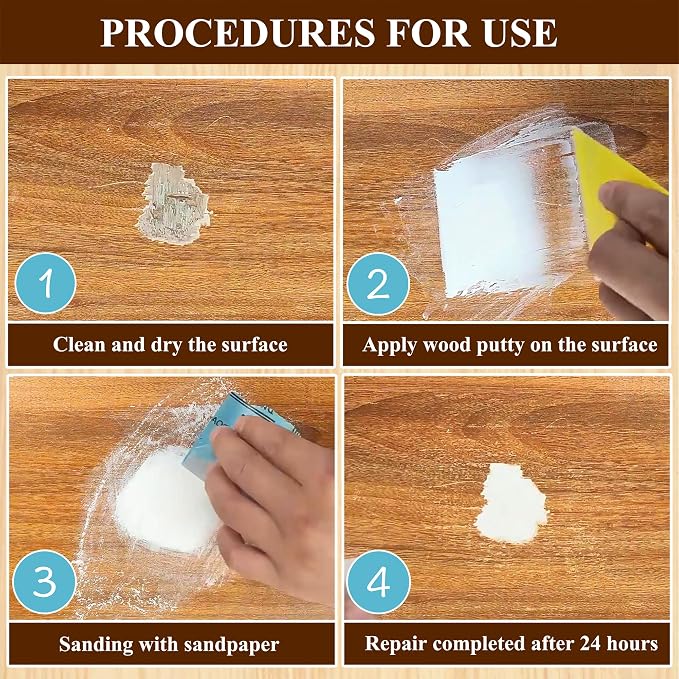White Wood Filler, Paintable Stainable Wood Repair Putty, 9.87 Ounce Wood - Image 4
