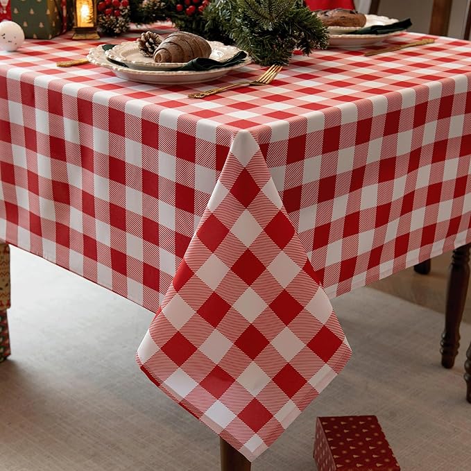 Classic Gingham Plaid Tablecloth Fabric by Essifunia