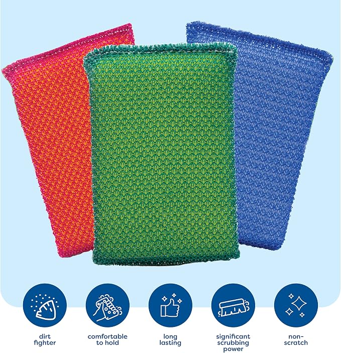 SCRUBIT Multi-Purpose Dish Scrub Sponge, Non Scratch Scouring Pads, Cleaning - Image 3
