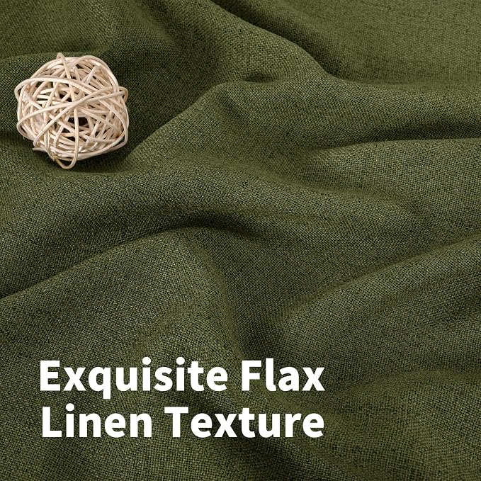 YoungsTex Olive Green Linen Curtains 80 Inch Length - Image 4