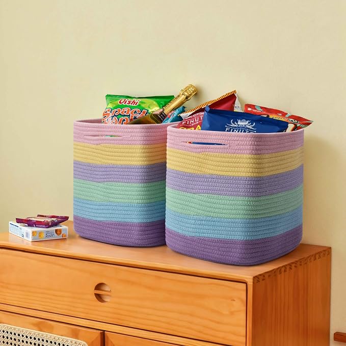 3 Pack Storage Cubes 11 Inch Cotton Rope Woven Baskets - Image 6