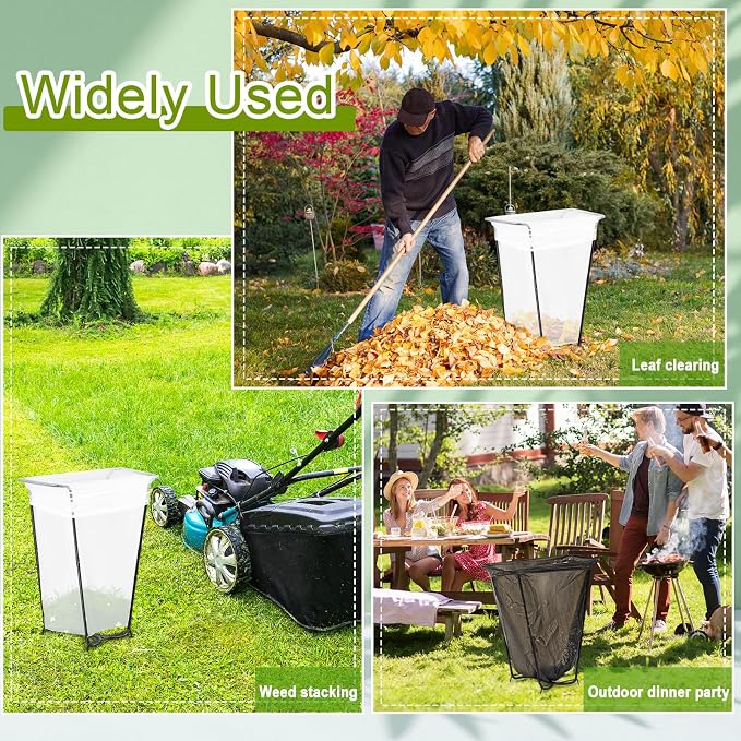 Gisafai 2 Pieces Metal Leaf Bag Holder Stand Portable Trash Bag Holder Frame - Image 3
