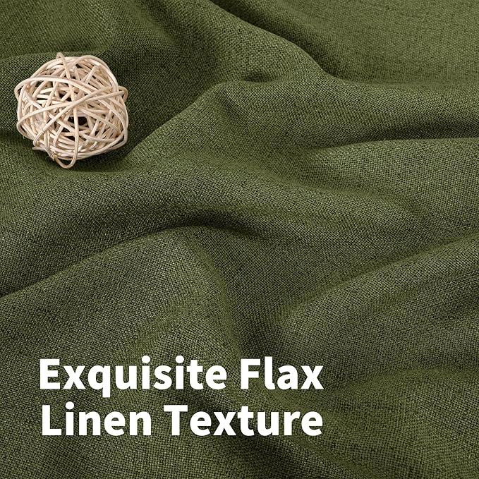 YoungsTex Olive Green Linen Curtains 78 Inch Length - Image 4