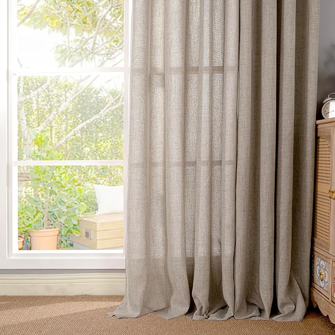 YoungsTex Dark Oatmeal Linen Curtains 102 Inch Length - Image 7