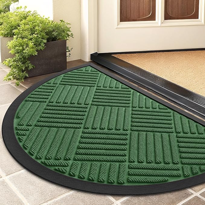 Smiry Half Circle Front Door Mat Outside Entrance, Heavy Duty Outdoor Indoor by Smiry