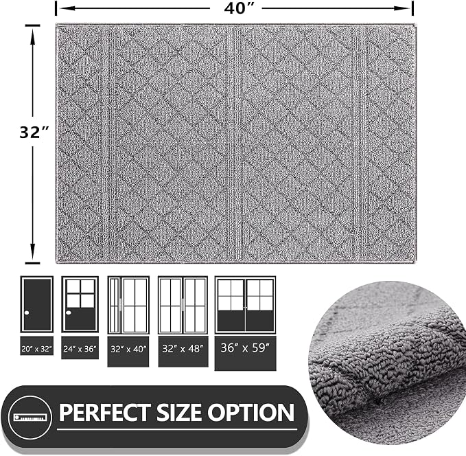 REFETONE Indoor Doormat, Front Back Door Mat 32"x40" Absorbent Rubber Backing - Image 2
