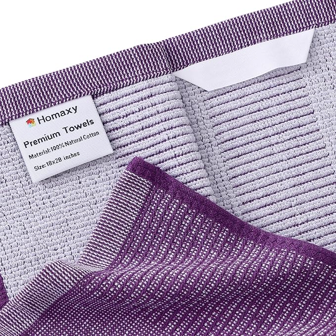 Homaxy Premium Kitchen Towels, Large Cotton Kitchen Hand Towels, Flat and Terry - Image 2