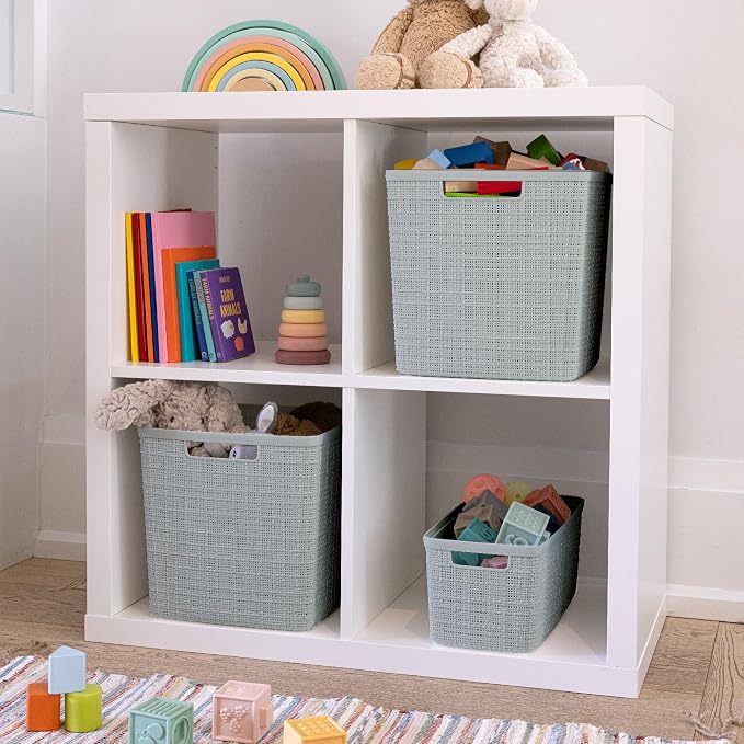 Curver Jute Decorative Plastic Organization and Storage Basket Perfect Bins - Image 7