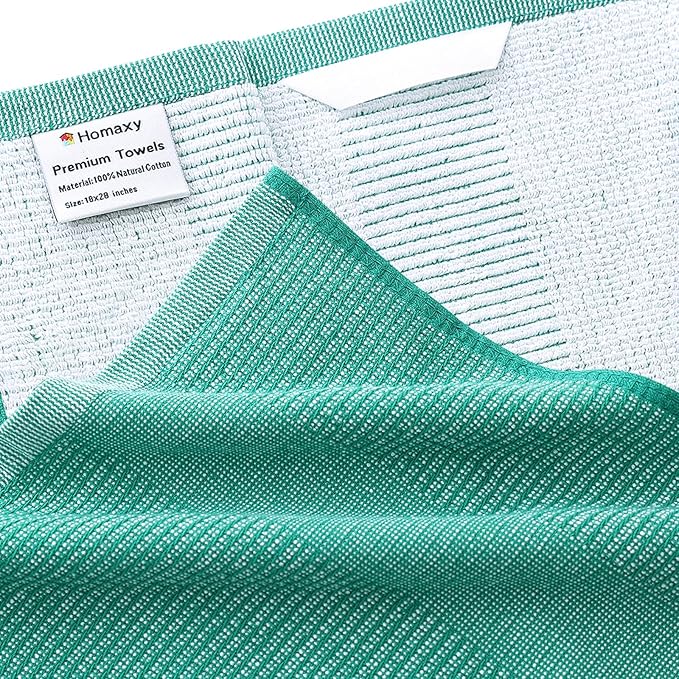 Homaxy Premium Kitchen Towels, Large Cotton Kitchen Hand Towels, Flat and Terry - Image 2