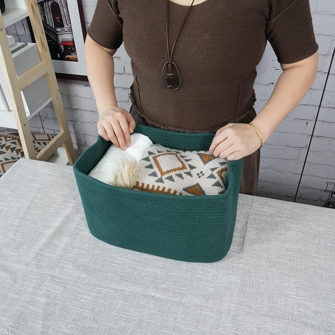Cotton Rope storage Basket Bins14.5X9.5X9.3“ Basket - Image 3