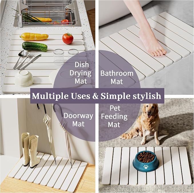 Large Stone Dish Drying Mats for Kitchen Counter – Foldable Quick Dry Stone Mat - Image 6