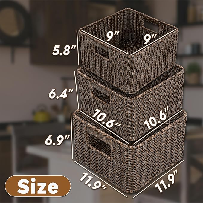 myHomeBody Wicker Storage Basket, Storage Cubes, Woven Baskets - Image 2