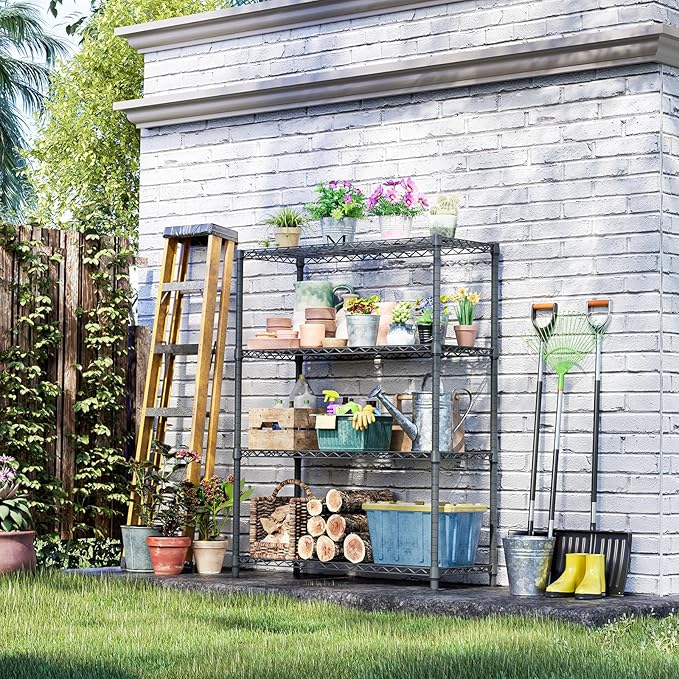 IZEUK Outdoor Metal Storage Shelving Unit, 4-Tier Heavy Duty Wire Rack Organizer - Image 2