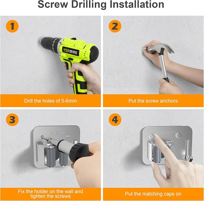 4 Pack Stainless Steel Mop and Broom Holder Wall Mount - Image 8