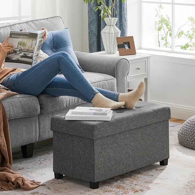 SONGMICS Storage Ottoman Bench, Foldable Foot Rest - Image 4
