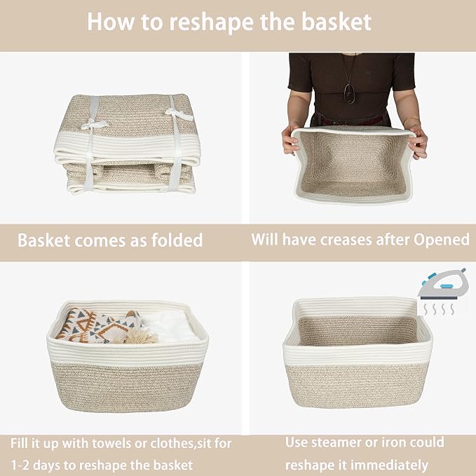 Cotton Rope storage Basket Bins Woven Basket - Image 7