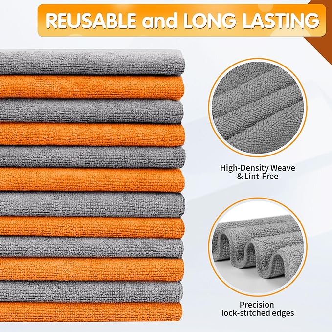 FIXSMITH Microfiber Cleaning Cloth -Pack of 12, Highly Absorbent Cleaning Rags - Image 3
