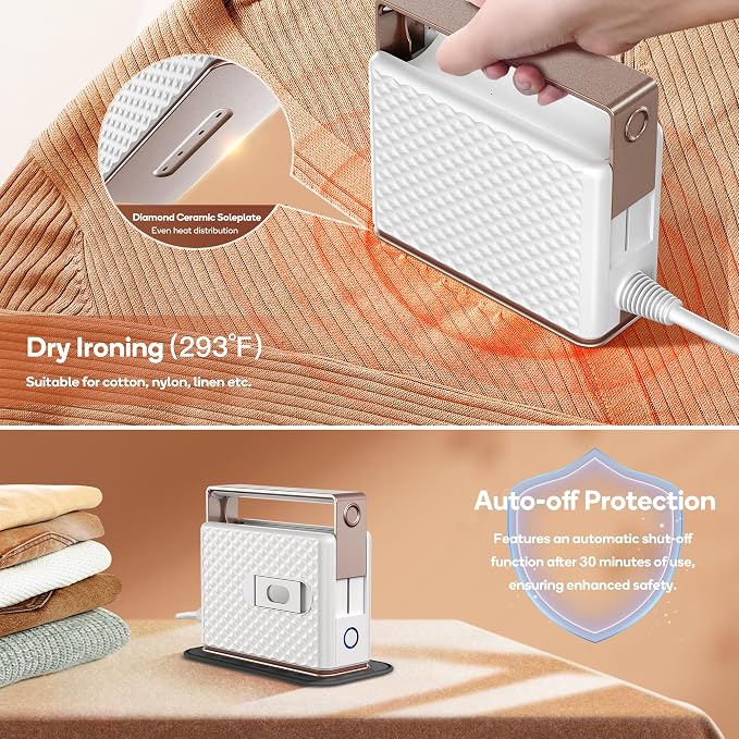 Newbealer Travel Steam Iron for Clothes, Global Voltage 100-240V Handheld - Image 5
