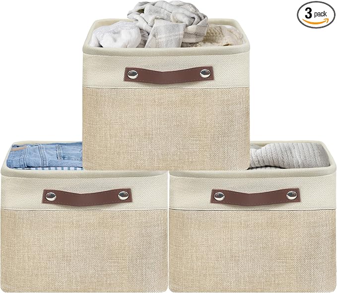 SIMPLE HOUSEWARE Large Fabric Storage Bin, 3 Pack by SimpleHouseware