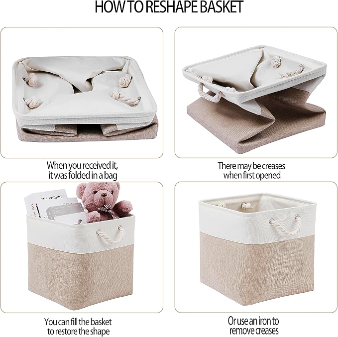 13 x 13 Inch Cube Storage Bins, 4 Pack Large Collapsible Fabric Storage Bin - Image 5