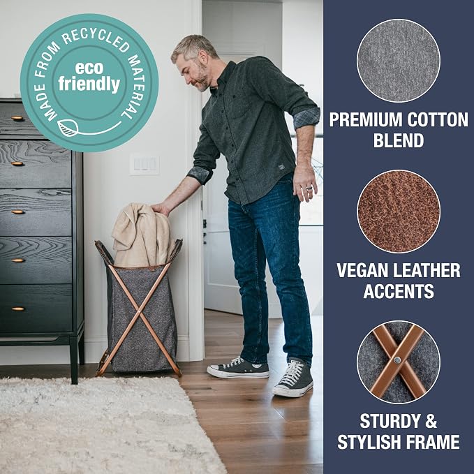 CleverMade Collapsible Laundry Hamper X-Frame Laundry Basket - Image 3