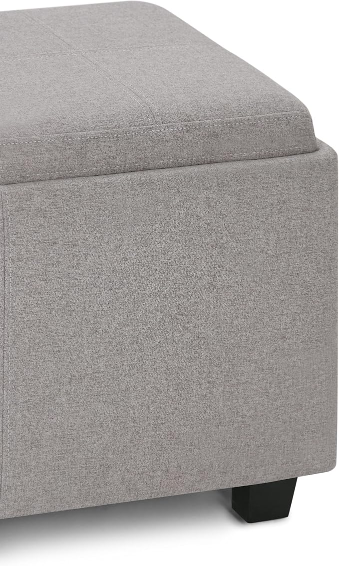 SIMPLIHOME Avalon 42 inch Wide Contemporary Rectangle Storage Ottoman in Cloud - Image 8