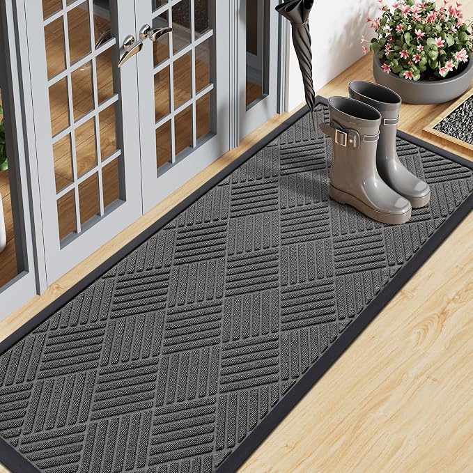Smiry Front Door Mat Outside Entrance, Heavy Duty Outdoor Indoor Natural Rubber by Smiry