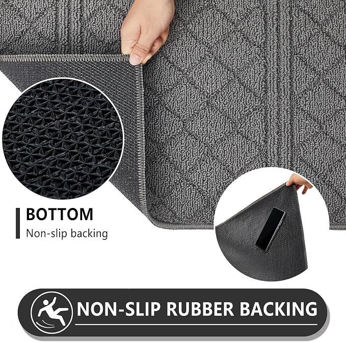 REFETONE Indoor Doormat, Front Back Door Mat 36"x59" Absorbent Rubber Backing - Image 3