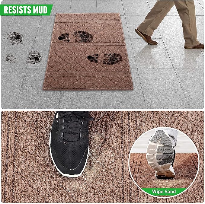 REFETONE Indoor Doormat, Front Back Door Mat 16"x24" Absorbent Rubber Backing - Image 3