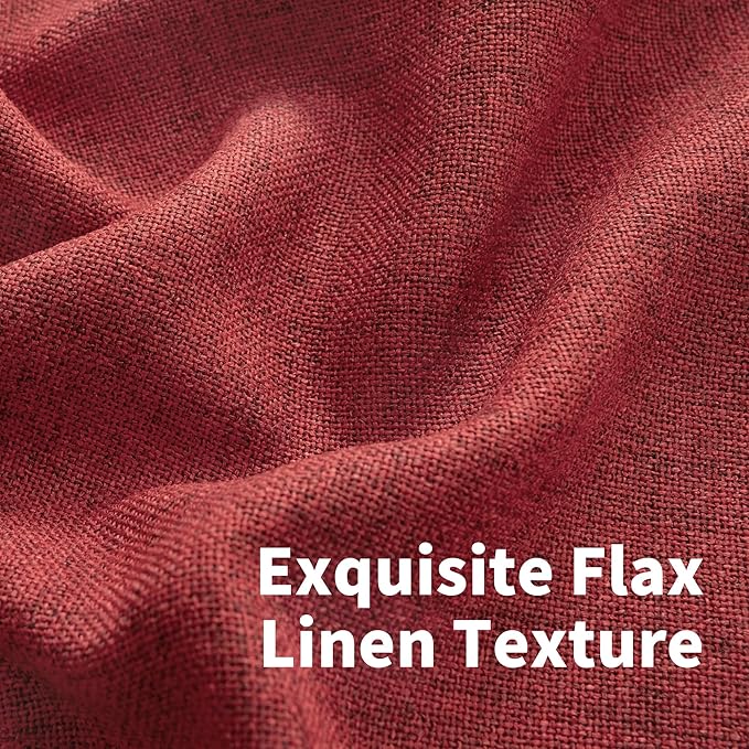 YoungsTex Red Linen Semi Sheer Curtains 78 Inch Length - Image 4