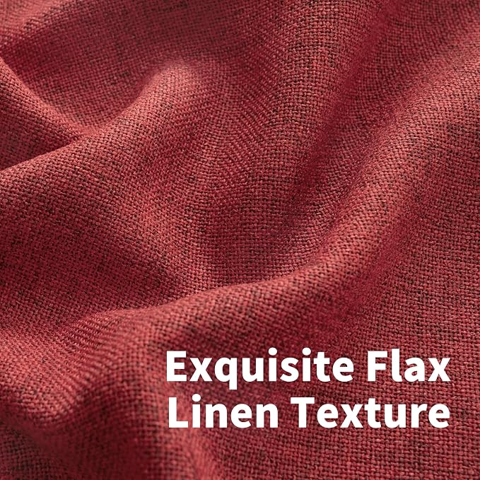 YoungsTex Red Short Linen Curtains 36 Inch Length - Image 4