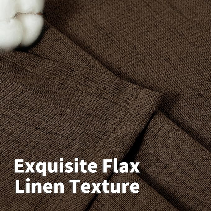 YoungsTex Brown Linen Kitchen Curtains 36 Inch Length, Half Window Drapes Light - Image 4