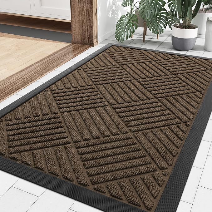 Smiry Front Door Mat Outside Entrance, Heavy Duty Outdoor Indoor Mat, Natural by Smiry