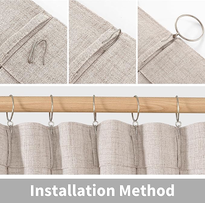 YoungsTex Natural Linen Curtains 63 Inch Length 2 Panels - Image 7