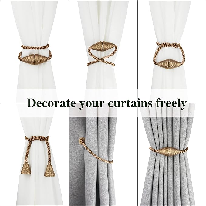 6 Pack Magnetic Curtain Tiebacks Rope Modern Handmade Curtain Tie Backs - Image 5