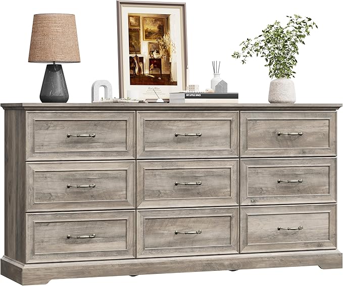 9 Drawer Dresser for Bedroom, Rustic Farmhouse Dresser - Image 7