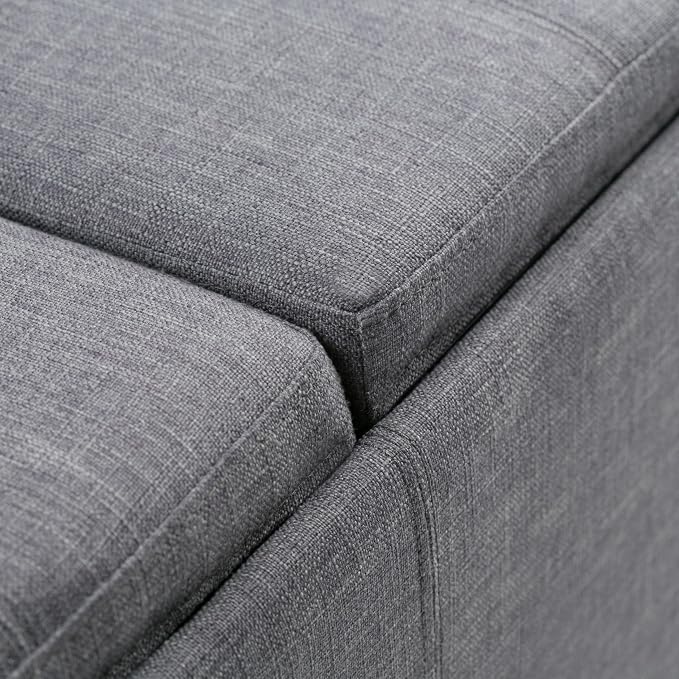 SIMPLIHOME Avalon 42 Inch Wide Contemporary Rectangle Storage Ottoman in Slate - Image 8