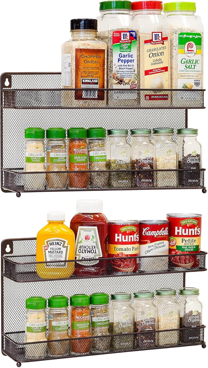CAXXA 2 PK 2 Tier Mesh Kitchen Counter-top or Wall Mount Spice Rack Jars by CAXXADIRECT