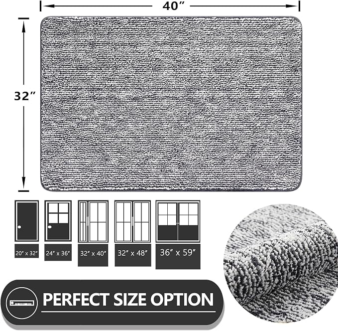 REFETONE Doormat, Indoor Absorbent Non Slip Dark Grey Doormat, Resist Dirt - Image 2