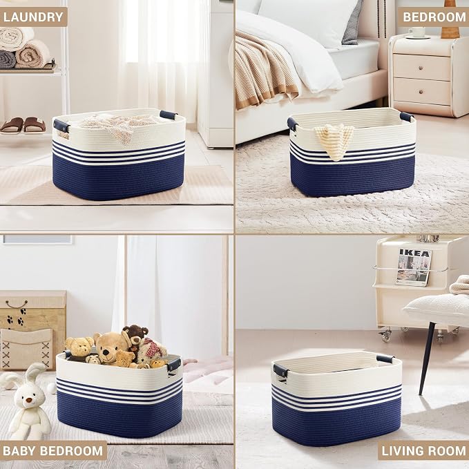 60L Large Laundry Basket with Leather Handles - Image 4