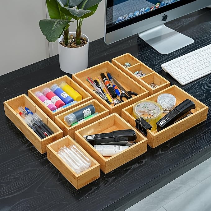 Fabsome Drawer Organizer, Small Wooden Container Tray - Image 4